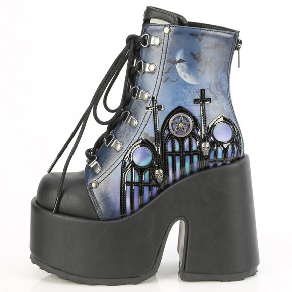 Goth Platform Whimsigoth Chunky Heel Lace-Up Ankle Boots - Picture 1 of 5